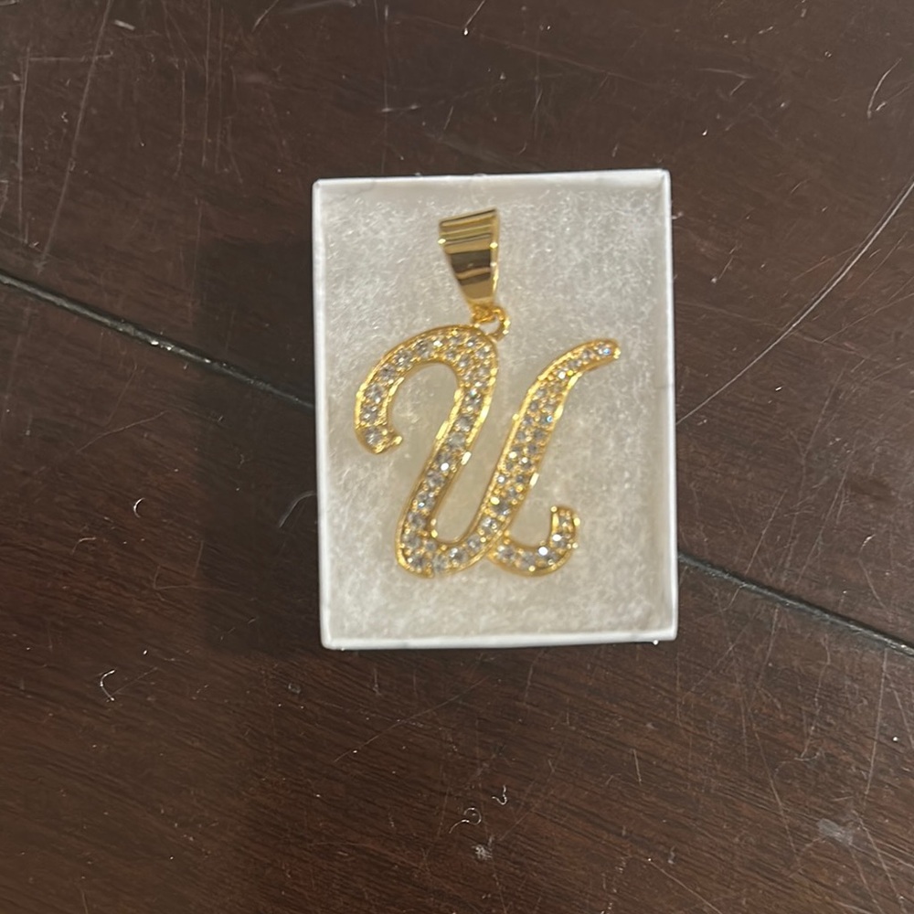 Gold Stainless Steel Initial Pendant Necklace